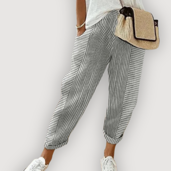 MIRA – STRIPED LINEN TROUSERS